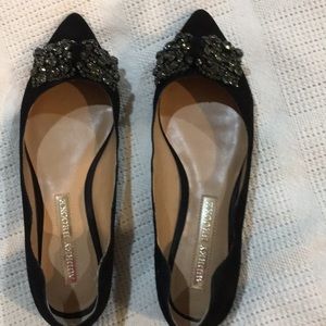 Flat black dress shoes. Suede